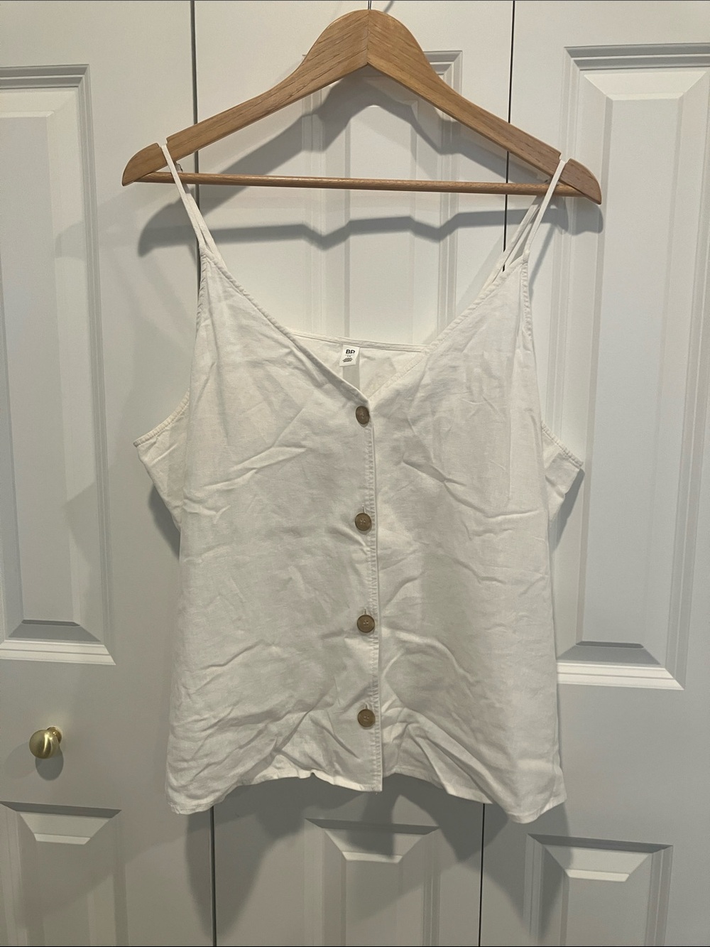 BP linen blend white button down camisole 1x